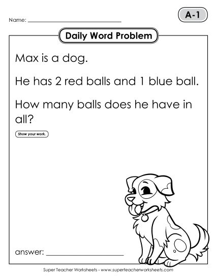 Daily Word Problems A-1 through A-5 (Printable PDF Worksheet)