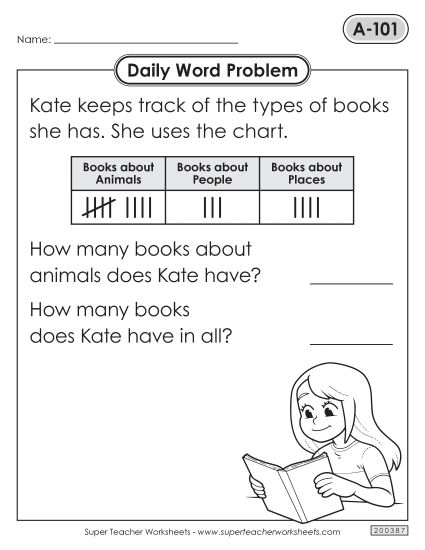 Daily Word Problems  A-101 through A-105 (Printable PDF Worksheet)