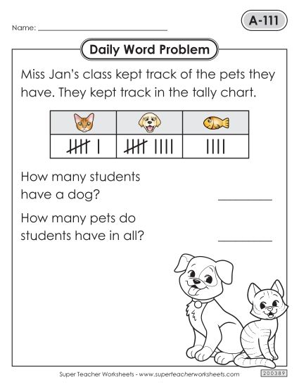 Daily Word Problems  A-111 through A-115 (Printable PDF Worksheet)