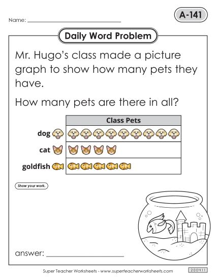 Daily Word Problems  A-141 through A-145 (Printable PDF Worksheet)
