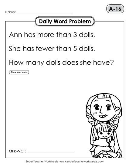 Daily Word Problems A-16 through A-20 (Printable PDF Worksheet)