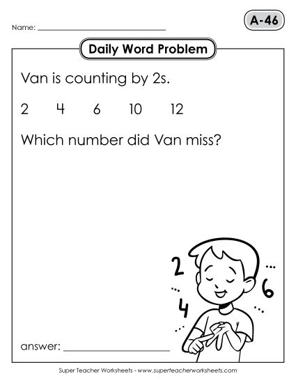 Daily Word Problems A-46 through A-50 (Printable PDF Worksheet)
