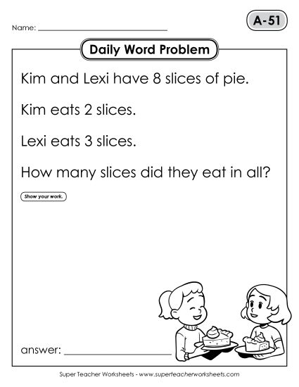 Daily Word Problems A-51 through A-55 (Printable PDF Worksheet)
