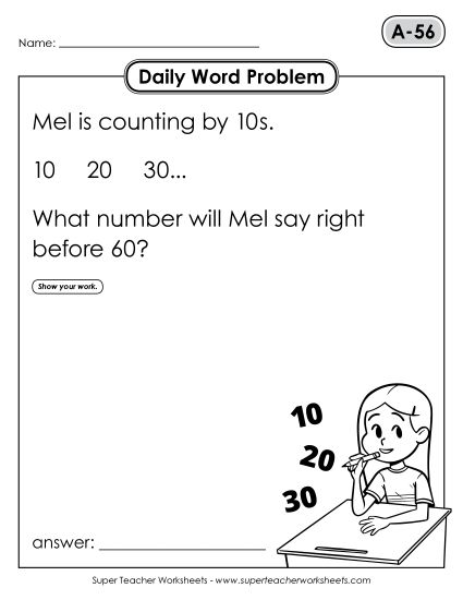 Daily Word Problems A-56 through A-60 (Printable PDF Worksheet)