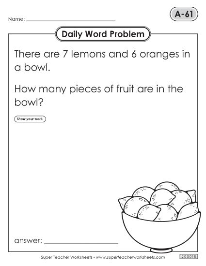 Daily Word Problems  A-61 through A-65 (Printable PDF Worksheet)