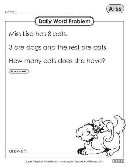 Daily Word Problems  A-66 through A-70 (Printable PDF Worksheet)