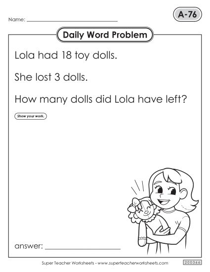 Daily Word Problems  A-76 through A-80 (Printable PDF Worksheet)