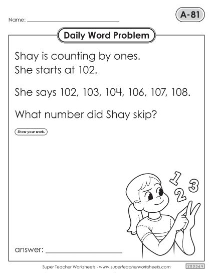 Daily Word Problems  A-81 through A-85 (Printable PDF Worksheet)