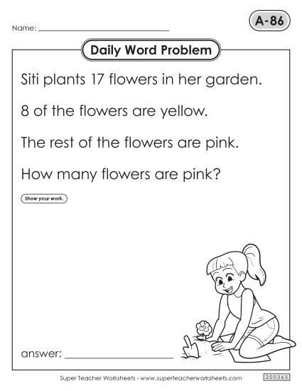 Daily Word Problems  A-86 through A-90 (Printable PDF Worksheet)