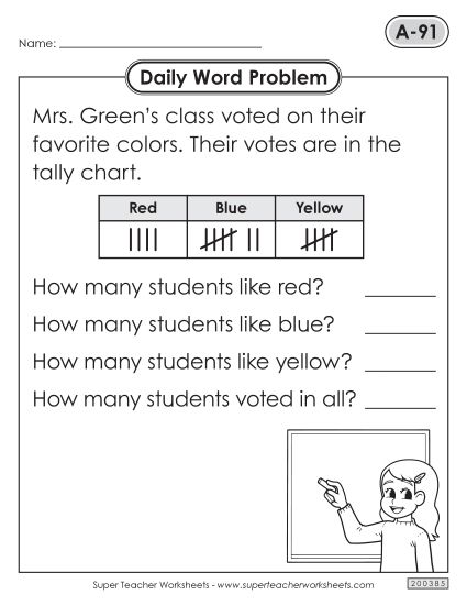 Daily Word Problems  A-91 through A-95 (Printable PDF Worksheet)