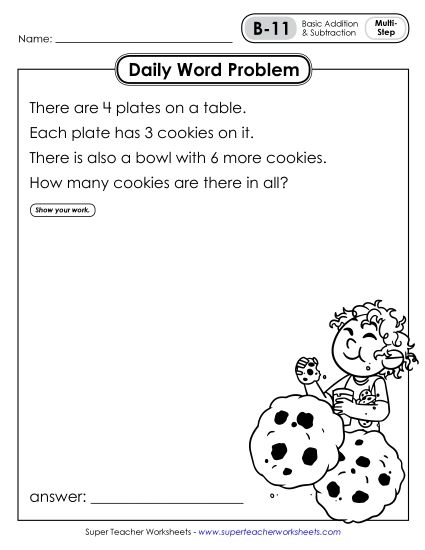 Daily Word Problems B-11 through B-15 (Printable PDF Worksheet)