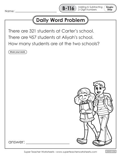 Daily Word Problems  B-116 through B-120 (Printable PDF Worksheet)