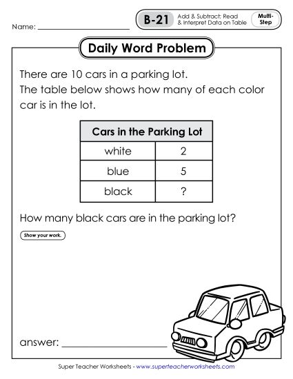 Daily Word Problems B-21 through B-25 (Printable PDF Worksheet)