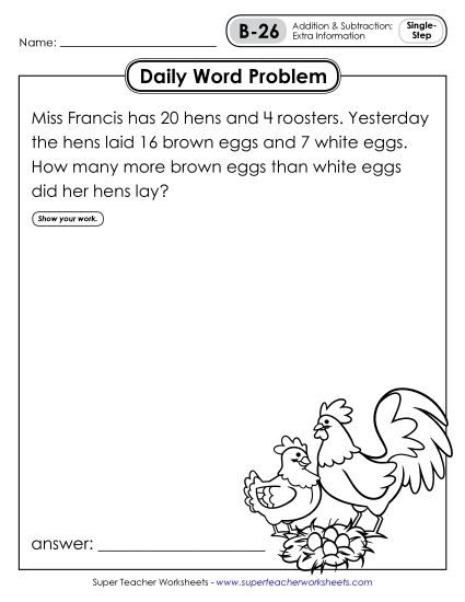 Daily Word Problems B-26 through B-30 (Printable PDF Worksheet)