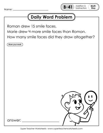 Daily Word Problems B-41 through B-45 (Printable PDF Worksheet)