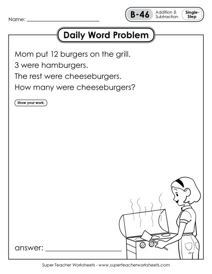 Daily Word Problems B-46 through B-50 (Printable PDF Worksheet)