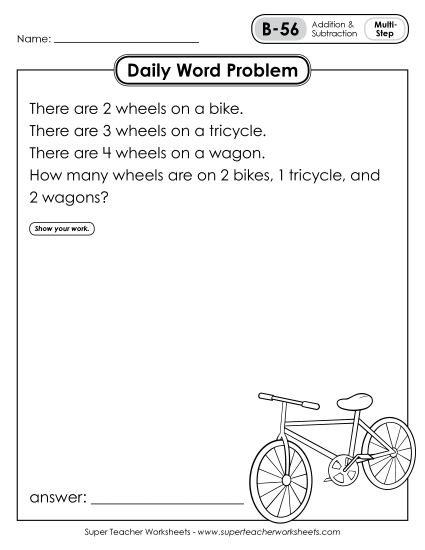 Daily Word Problems B-56 through B-60 (Printable PDF Worksheet)