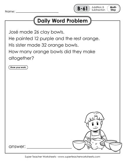 Daily Word Problems B-61 through B-65 (Printable PDF Worksheet)