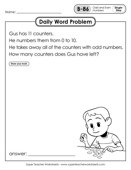 Daily Word Problems B-86 through B-90 (Printable PDF Worksheet)