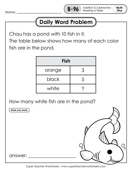 Daily Word Problems B-96 through B-100 (Printable PDF Worksheet)