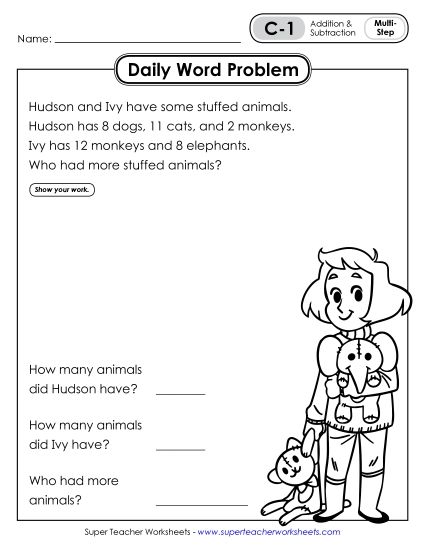 Daily Word Problems C-1 through C-5 (Printable PDF Worksheet)