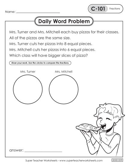Daily Word Problems  C-101 through C-105 (Printable PDF Worksheet)