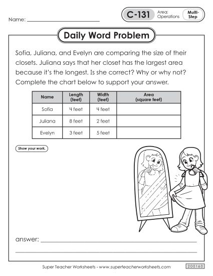 Daily Word Problems  C-131 through C-135 (Printable PDF Worksheet)