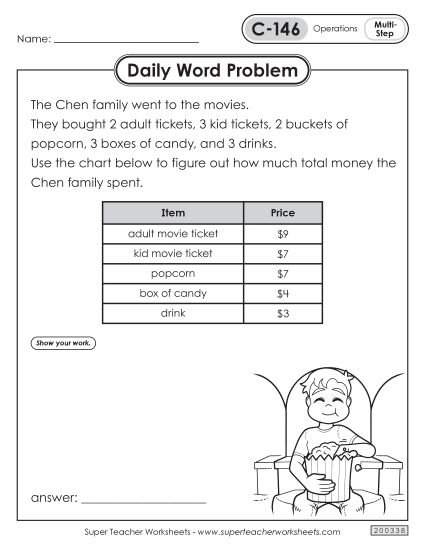 Daily Word Problems  C-146 through C-150 (Printable PDF Worksheet)