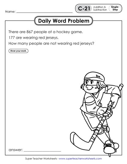 Daily Word Problems C-21 through C-25 (Printable PDF Worksheet)