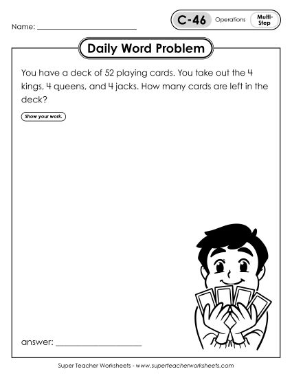 Daily Word Problems C-46 through C-50 (Printable PDF Worksheet)