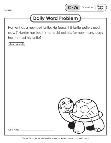 Daily Word Problems  C-76 through C-80 (Printable PDF Worksheet)