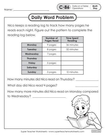 Daily Word Problems  C-86 through C-90 (Printable PDF Worksheet)