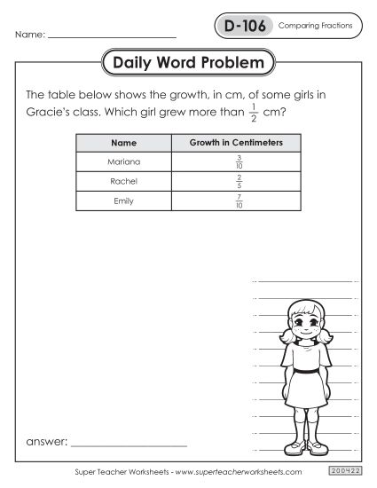 Daily Word Problems  D-106 through D-110 (Printable PDF Worksheet)