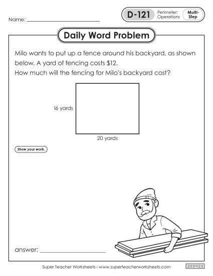 Daily Word Problems  D-121 through D-125 (Printable PDF Worksheet)
