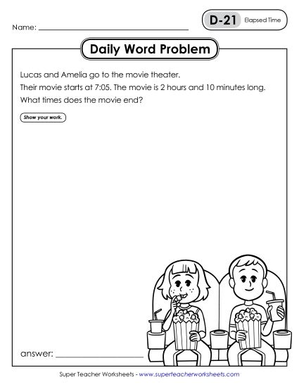 Daily Word Problems D-21 through D-25 (Printable PDF Worksheet)