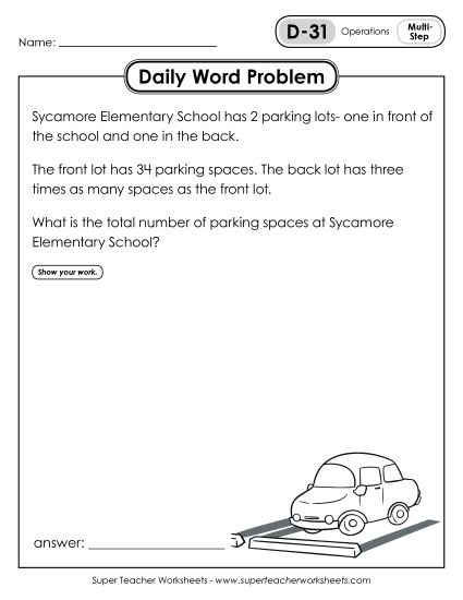 Daily Word Problems D-31 through D-35 (Printable PDF Worksheet)