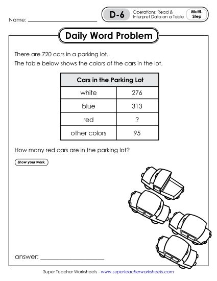 Daily Word Problems D-6 through D-10 (Printable PDF Worksheet)