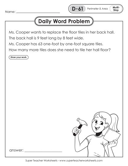 Daily Word Problems D-61 through D-65 (Printable PDF Worksheet)