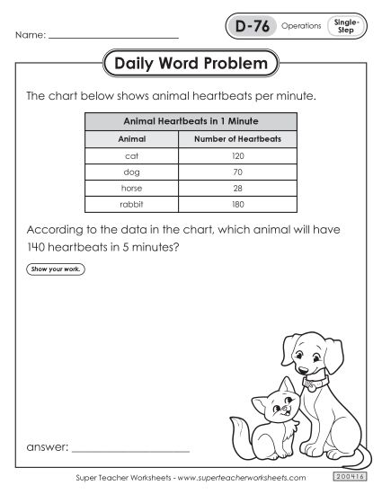 Daily Word Problems  D-76 through D-80 (Printable PDF Worksheet)