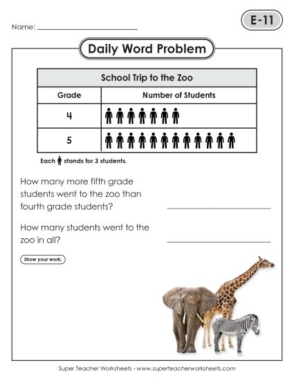 Daily Word Problems  E-11 through E-15 (Printable PDF Worksheet)