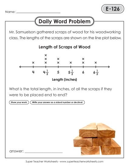 Daily Word Problems  E-126 through E-130 (Printable PDF Worksheet)
