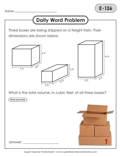Daily Word Problems  E-136 through E-140 (Printable PDF Worksheet)