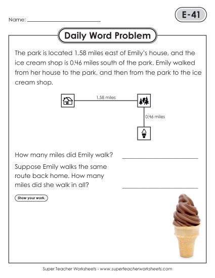 Daily Word Problems  E-41 through E-45 (Printable PDF Worksheet)