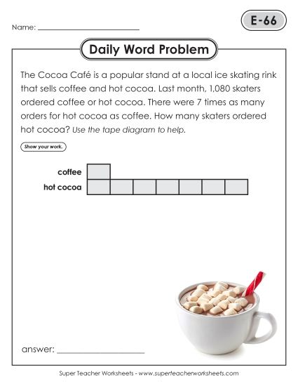 Daily Word Problems  E-66 through E-70 (Printable PDF Worksheet)