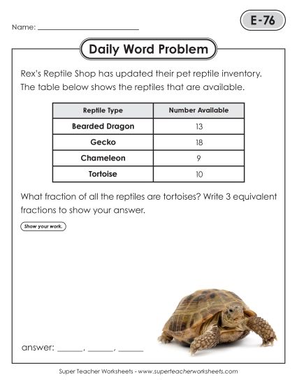 Daily Word Problems  E-76 through E-80 (Printable PDF Worksheet)