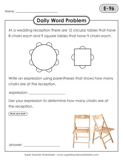 Daily Word Problems  E-96 through E-100 (Printable PDF Worksheet)