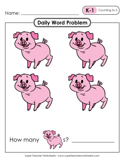 Daily Word Problems K-1 through K-5 (Printable PDF Worksheet)