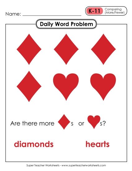 Daily Word Problems K-11 through K-15 (Printable PDF Worksheet)