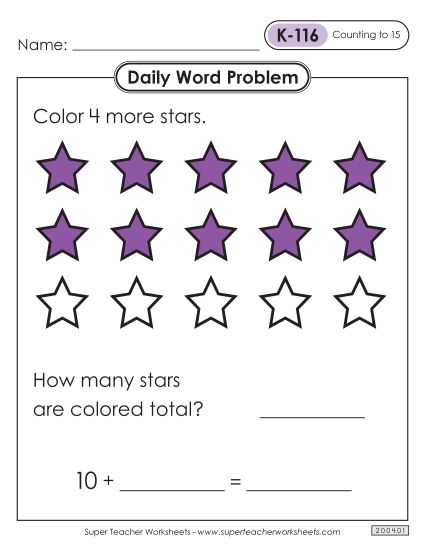 Daily Word Problems  K-116 through K-120 (Printable PDF Worksheet)