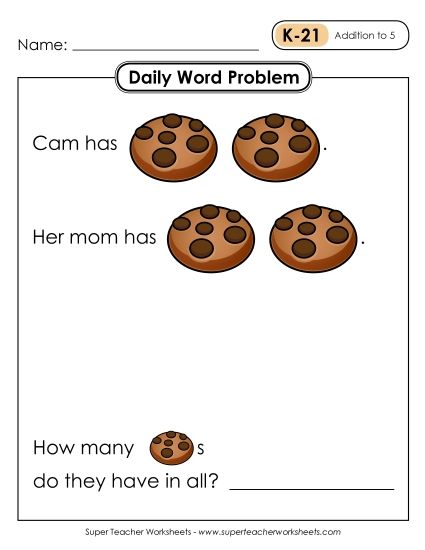 Daily Word Problems K-21 through K-25 (Printable PDF Worksheet)